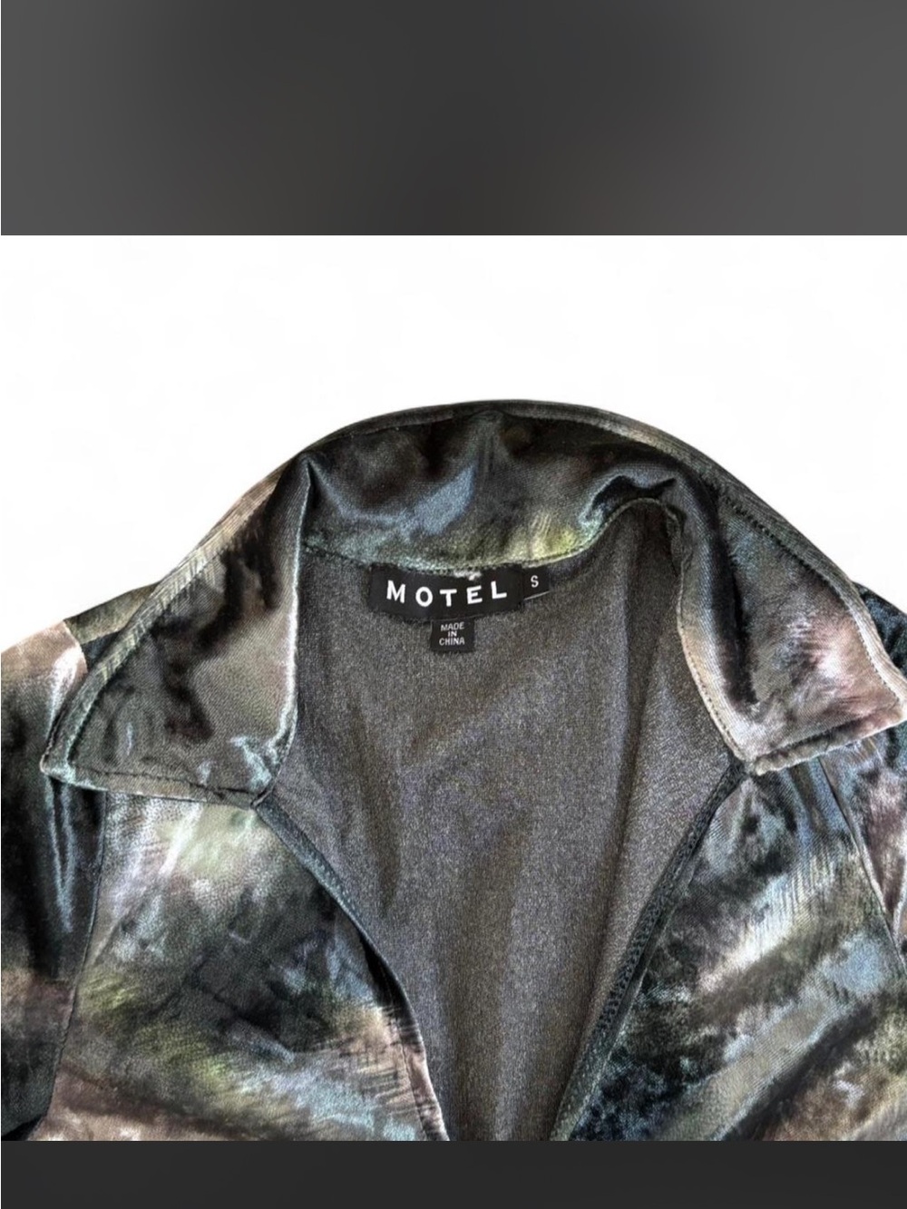 Motel Rocks Multi-Color Marble Velvet Long Sleeve Ruched Dress - Picture 5 of 5